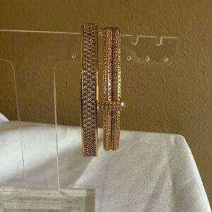 Park Lane Gold Prosecco Bangle & Crystal Octagonal Bracelet Set